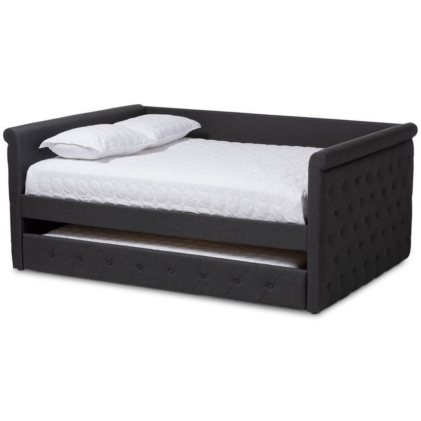 Baxton Studio Alena Tufted Daybed with Trundle Kids Dark Grey