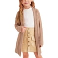 thumbnail image 4 of ManxiVoo Girls Long Sleeve Knitted Cardigan Open Front Solid Sweater Coat for Fall and Winter Toddler Kids Baby 90 Size Khaki, 4 of 8
