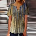 thumbnail image 2 of Pompotops Femmes Mode Décontractée Imprimé Col Rond Ample Manches Courtes T-shirt Haut Blouse Chandail Liquidation, 2 of 5