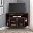 thumbnail image 3 of Maverick 48" Industrial Mesh Door Corner TV Stand in Dark Walnut, 3 of 4