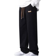 SGMVNU Men's Casual Pants Stretch Men's Men's Jeans Comfort Stretch Denim Straight Leg Relaxed Elastic Waist Multi-Pocket Solid Color Jeans Elastic Waist Casual Pants(Black, Size M)