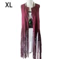 thumbnail image 2 of QualitChoice Gilet Sans Manches pour Femmes à devant Ouvert Style Western Respirant à Franges Jupe Délicate Retrait de Taille Cardigan Attrayant Rouge Vin TG, 2 of 6