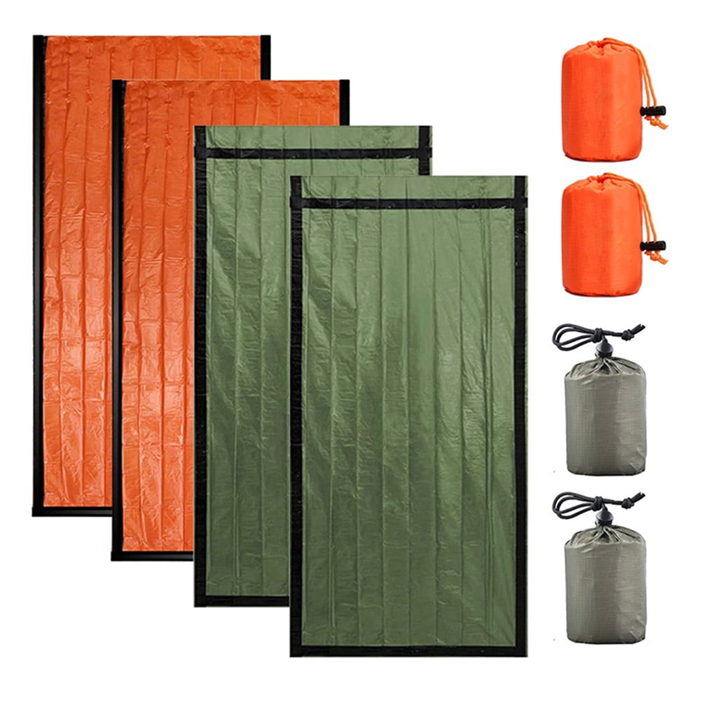 4PCS Survival Sleeping Bag Camping Thermal Sack Blanket Waterproof Lightweight