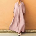 thumbnail image 2 of Babysbule Robes d'Été pour Femmes Liquidation Femmes Grande Taille Manches Longues Col en V Croisé Robe Maxi Robe Chemise Longueur Complète Robe Ligne, 2 of 8