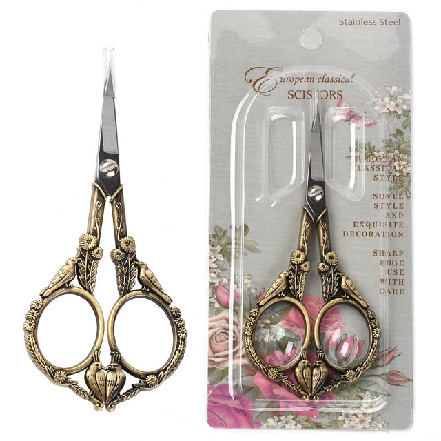 HLONK 2Inch Stainless Steel Scissors Silver Sewing Embroidery Scissors Small Precision Detail Scissors Vintage Shears Sharp Cutter for Fabric Paper Cutting Craft Art Work DIY Tool DIY