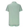 thumbnail image 5 of Tenues Mignonnes Deux Pièces pour Femmes Ensembles de Vêtements pour Femmes Tenues Ensemble de Vêtements Femme Col Rabattu Manches Courtes Ensemble Style Pantalon Décontracté S_554 Survêtements pour Femmes Vert m, 5 of 5
