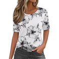thumbnail image 1 of WZXFASHION Hauts d'Été pour Femmes 2025 Col Rond Manches Courtes T-Shirts Blouses Décontractées T-Shirts Imprimés Mignons Amples Tenues Tendance Soldes Liquidation 2025 T-shirt à Manches Courtes pour Femmes, 1 of 6