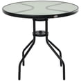 thumbnail image 1 of Outsunny Table Bistro Ronde de 31,5 Po Table Basse de Salle à Manger Extérieure avec Dessus en Verre Trempé, Résistant aux Intempéries, Noir (1 Unité), 1 of 10