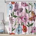 thumbnail image 1 of Rideau de Douche Imperméable Imprimé Stéréoscopique Tropical Jungle Botanique Feuille Fleur Saison Polyester Rideau de Douche avec Crochets, 1 of 6