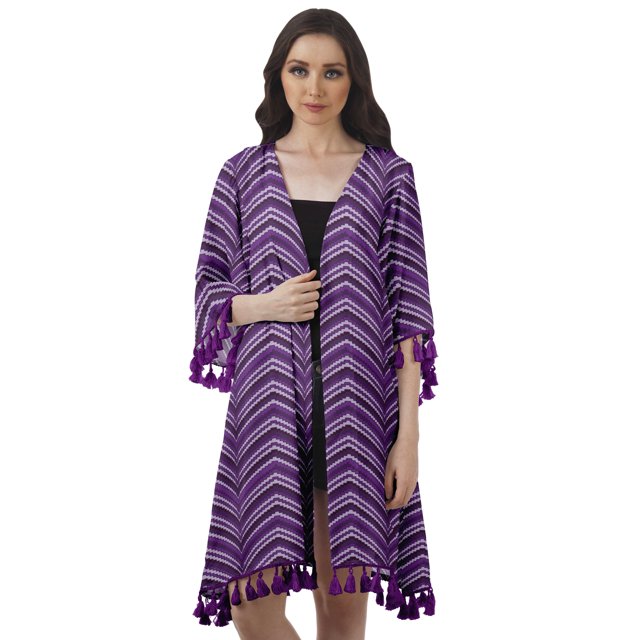 Moomaya Moss Georgette Printed Shrug Beach Cloth 3/4 Sleeve Cardigans For Women