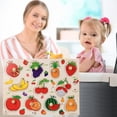 thumbnail image 2 of Jindong Kids Wooden Peg Puzzles Set with Alphabet Numbers Fruits Animals and Vehicles, 2 of 9