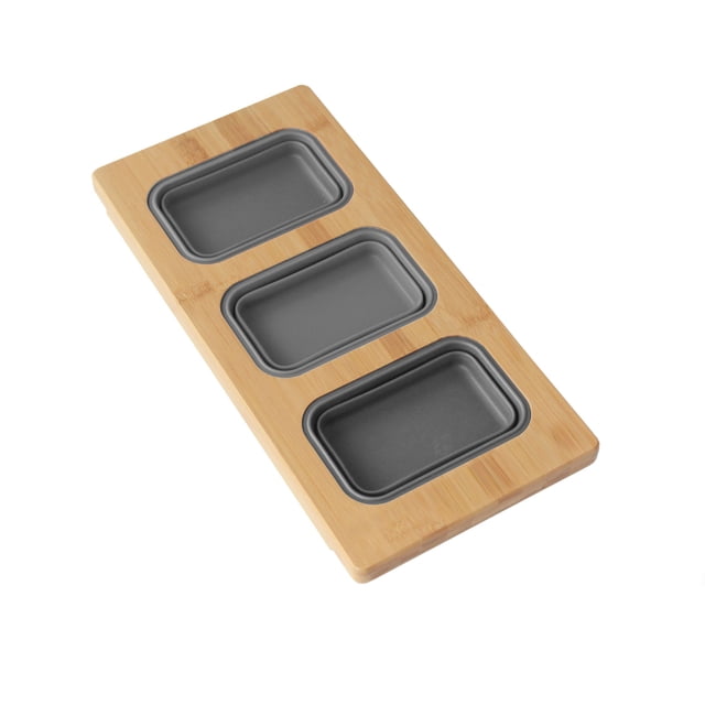 Azuni 18" Kitchen Sink Bamboo Serving Board Set with 3 Containers A910