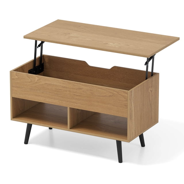 Costway 31.5" Lift Top CoffeeTable ModernTable with Hidden Compartment Wood Legs For Home Natural
