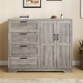 thumbnail image 2 of Garvee Armoire Garde-Robe de 43,3 Po H avec 4 Tiroirs et 2 Portes, Tringle, Gris, 2 of 7