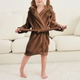 thumbnail image 4 of Splozh Fleece Robe for Toddler Girls Boys Girls Fashion Bathrobe Soft Robe Hooded Robe Cloth Cotton Bathrobe Brown,6-7 Years, 4 of 5