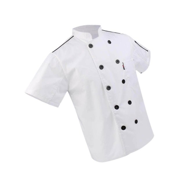 Men Women Short Sleeve , Restaurant Chef Jacket Kitchen Coat XL White