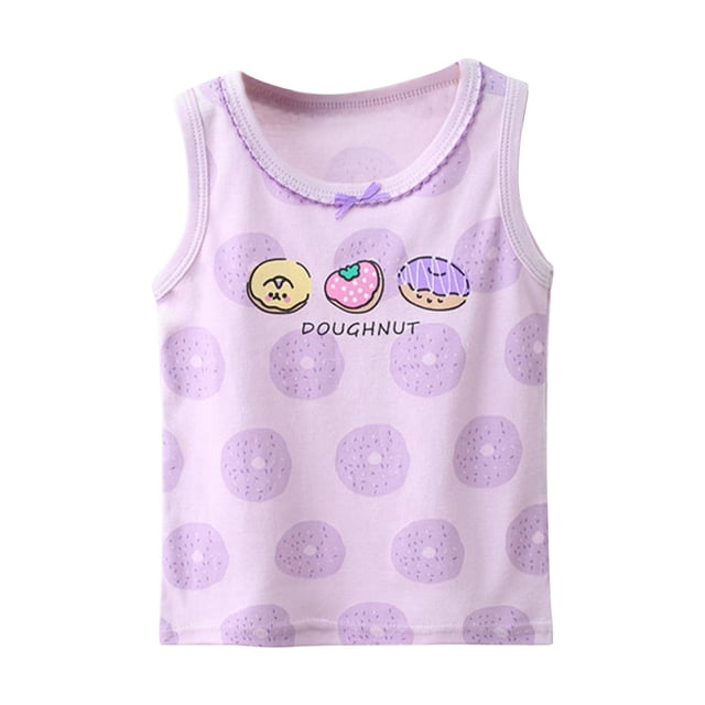 MIASHUI Débardeurs Graphiques Sans Manches pour Tout-Petites Filles, Camisoles pour Enfants Filles, Violet, 3-4 Ans