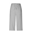 thumbnail image 4 of Plebaso Capri Pants for Women Drawstring Cropped Wide Leg Pants Lightweight Lounge Yoga Capris with Pockets, 4 of 7