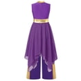 thumbnail image 3 of Moggemol Robe de Culte Liturgique pour Fille Enfant, Robe de Chorale d'Église avec Pantalon à Jambe Grand, Robe de Danse de Louange Violette 6, 3 of 7