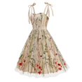 thumbnail image 1 of Ovzne Robes pour Femmes 2025 Robe Femme Robe en Maille à Manches Courtes Brodée Rétro Robe Gâteau Robe à Manches Courtes Robe de Vacances Liquidation, 1 of 7