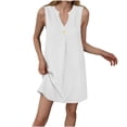 thumbnail image 2 of Elvqul Robes pour Femmes Sans Manches Robes Mini Col en V Été Blanc Robes Juniors Unies, 2 of 7