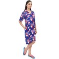 thumbnail image 2 of Bimba Chemise de Nuit à Col Rabattu Imprimé Floral Bleu Royal pour Femmes - 12, 2 of 6