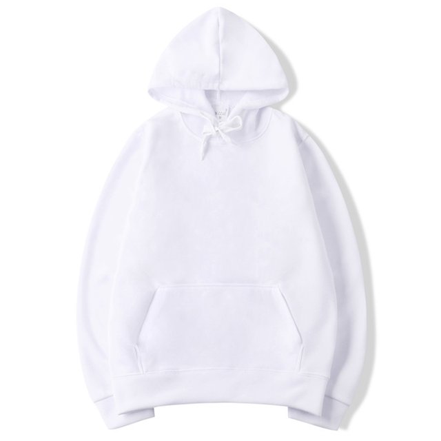 MAWCLOS Ladies Sweatshirt Pocket Hoodies Solid Color Hooded Tops Casual Fall Drawstring Pullover White 3XL