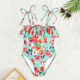 thumbnail image 2 of WEIYLL Girls One Piece Swimsuits 1Pc Bikini Color Floral Print Rash Guard Beach Pool Green Bathing Suit for 3-4 Years, 2 of 4
