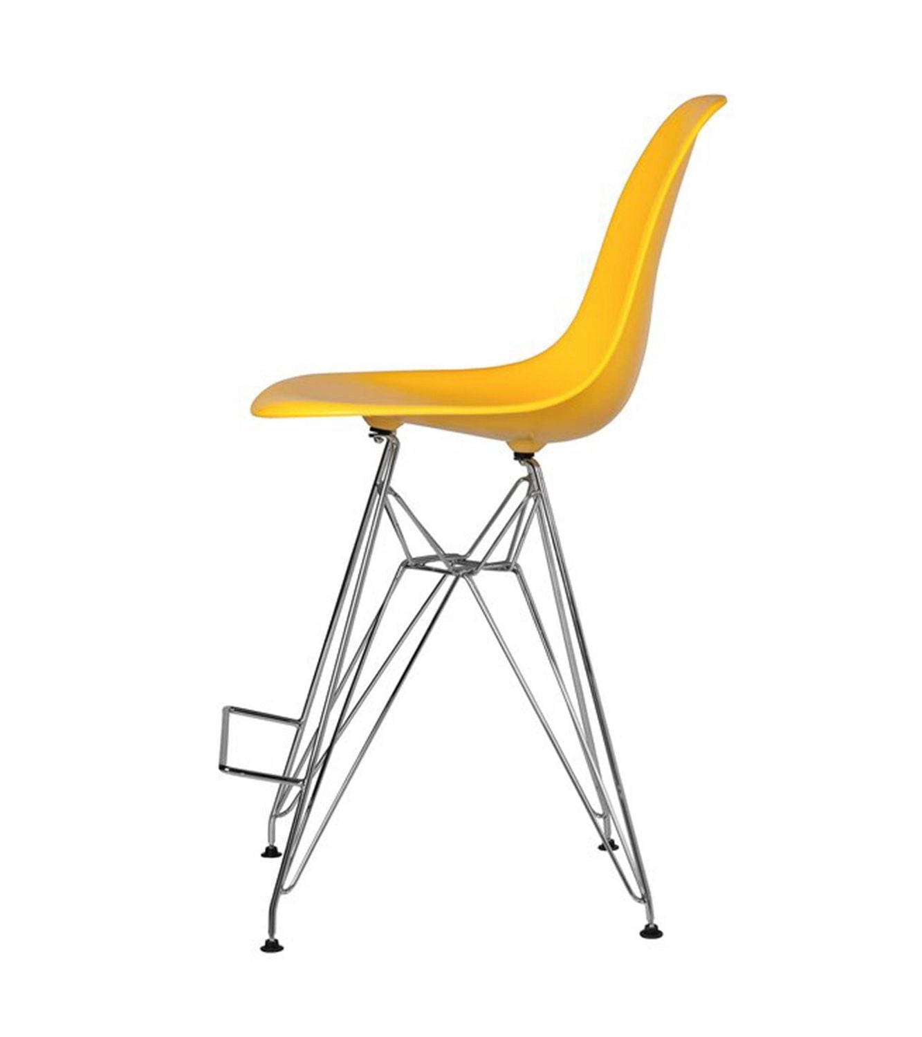 Heavenly Collection Yellow & Chrome Bar Stool