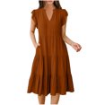 thumbnail image 2 of LOVZFMLL Dresses Women's Summer Solid Color SleevelessV-Neck Dress, 2 of 8