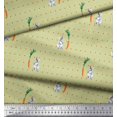 thumbnail image 2 of Soimoi Silk Fabric Carrot & Rabbit Dots Print Fabric by the Yard 42 Inch Wide, 2 of 5