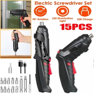 15PCS Set sans fil perceuse électrique visseuse de forage Kit rechargeable
