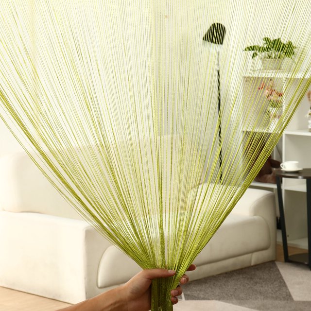 PiccoCasa 1 Panel Door String Curtain Fringe Panel, 39"x79" Lawn Green