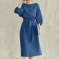 thumbnail image 1 of Robes d'Été Grande Taille pour Femmes 2024 Col Rond Ample Manches Courtes Uni Mi-Mollet Robe Longue Économisez jusqu'à 65 % de Rabais!, 1 of 8