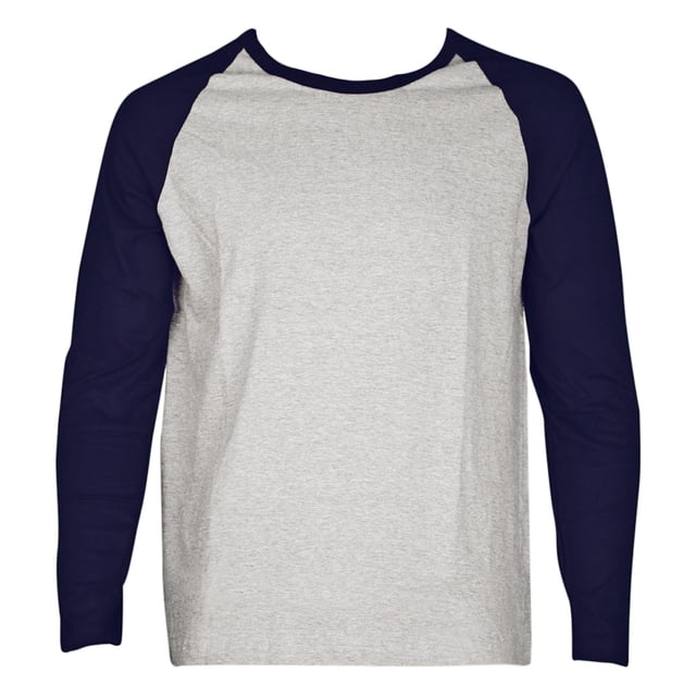 SLM T-Shirt Raglan de Baseball en Coton à Manches Longues pour Homme - Gris/marine - 2TG