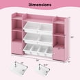 thumbnail image 3 of Costway 4-Tier Large Storage Cabinet with 6 Cubbies & 8 Removable Bins Bookshelf Pink, 3 of 10