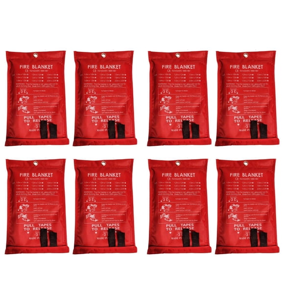 8PCS Emergency Fire Blanket, Fire Blanket, Fire Suppression Blanket for Kitchen, Grill, Fireplace (39.4Inch X 39.4Inch),8X Fire Suppression Blanket,Photo Color