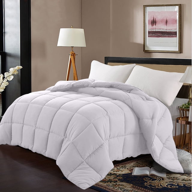 Métriques de Coton Lin 600 Fils 1 Pce Couette Alternative au Duvet, Blanc, 500 G/m2