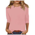 thumbnail image 1 of Été Femmes 3 de Petite Col Roulé Simulé 4 Manches Col Rond Manches Longues Chemises Imprimé Floral Haut Ample Basiques pour Femmes T-Shirts Décontracté Lin Rayonne Chemise à Manches Longues Femme Tunique T-Shirt Blouse, 1 of 4