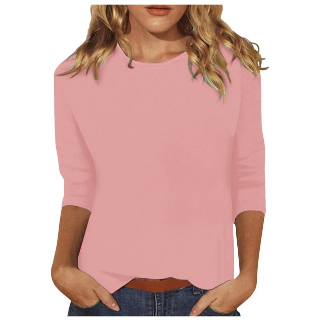 Été Femmes 3 de Petite Col Roulé Simulé 4 Manches Col Rond Manches Longues Chemises Imprimé Floral Haut Ample Basiques pour Femmes T-Shirts Décontracté Lin Rayonne Chemise à Manches Longues Femme Tunique T-Shirt Blouse