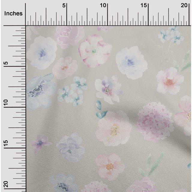 oneOone Polyester Lycra Fabric Flower Watercolor Print Sewing Fabric BTY 56 Inch Wide