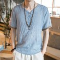 thumbnail image 2 of BOBOGOJP T-shirt Mode Homme Col Rond en Coton Manches Courtes (Bleu,3TG), 2 of 3