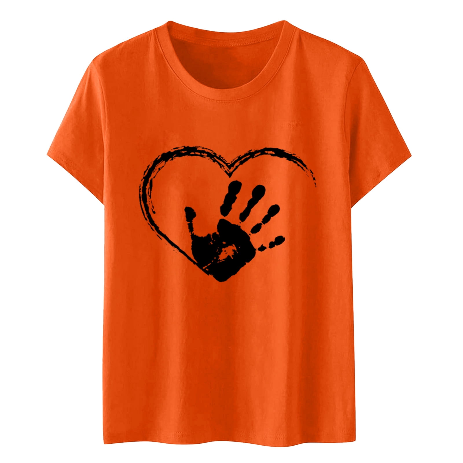 TZEWGL T-Shirt Graphique Décontracté Imprimé Couleur Orange Manches Courtes Col Rond pour Tout-Petits Filles Garçons Taille 12-13T