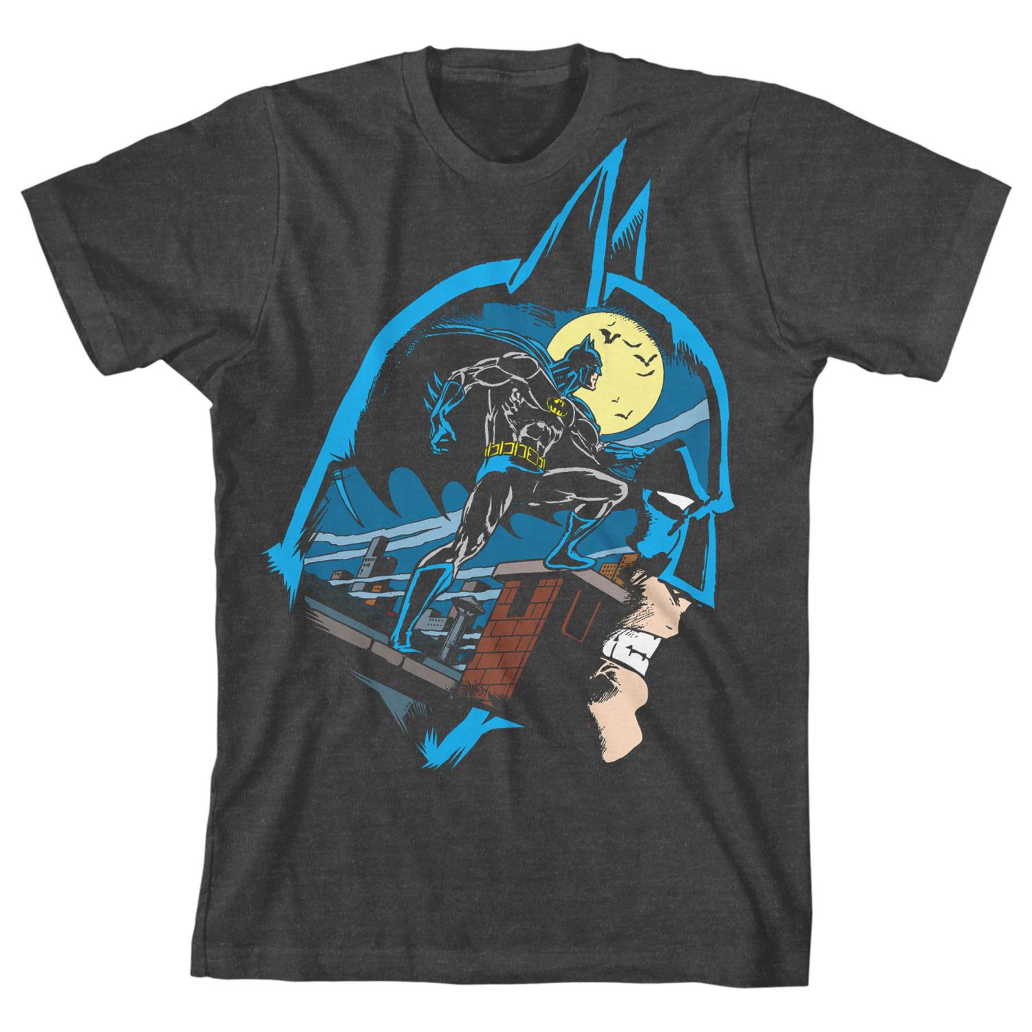 DC Comics Batman Action Shot Kids Heather Charcoal T-Shirt
