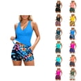 thumbnail image 1 of Maillots de Bain Tankini pour Femmes 2026 Décontracté Modeste Haut Croisé à Col en V Profond avec Short de Bain Maillots de Bain pour Femmes 2 Pcs, 1 of 5