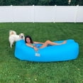 thumbnail image 2 of EQWLJWE Ergonomic Inflatable Lounger Beach Bed Camping Chair Air Sofa Couch Hammock with Pillow, Waterproof Anti-Air Leaking Single Layer Nylon Fabric for Hiking Travel Beach Park, No Pump Required, 2 of 3