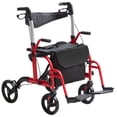 thumbnail image 1 of VEVOR Déambulateur 2 en 1 et Fauteuil de Transport pour Aînés, Déambulateur Roulant Pliant Fauteuil Roulant Combo et Repose-Pieds, Déambulateur Léger avec Poignée Ajustable, Roues Tout-Terrain, 300 Lb, Rouge, 1 of 9