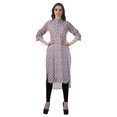 thumbnail image 2 of Moomaya Tunique en Coton à Manches Retroussables pour Femmes Kurti Imprimé Longueur Genou Kurta d'Été, 2 of 6