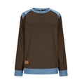 thumbnail image 4 of Nuoqisi Oversized Shirts for Womens Cozy Spring Summer Tops Tunic Collared Denim Polo Patchwork Pullover Long Sleeve Round Neck Sweatshirt, 4 of 9