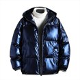 thumbnail image 2 of EGNMCR Jackets for Men Shiny Hooded Reflective Down Jacket Cotton Jacket, 2 of 5
